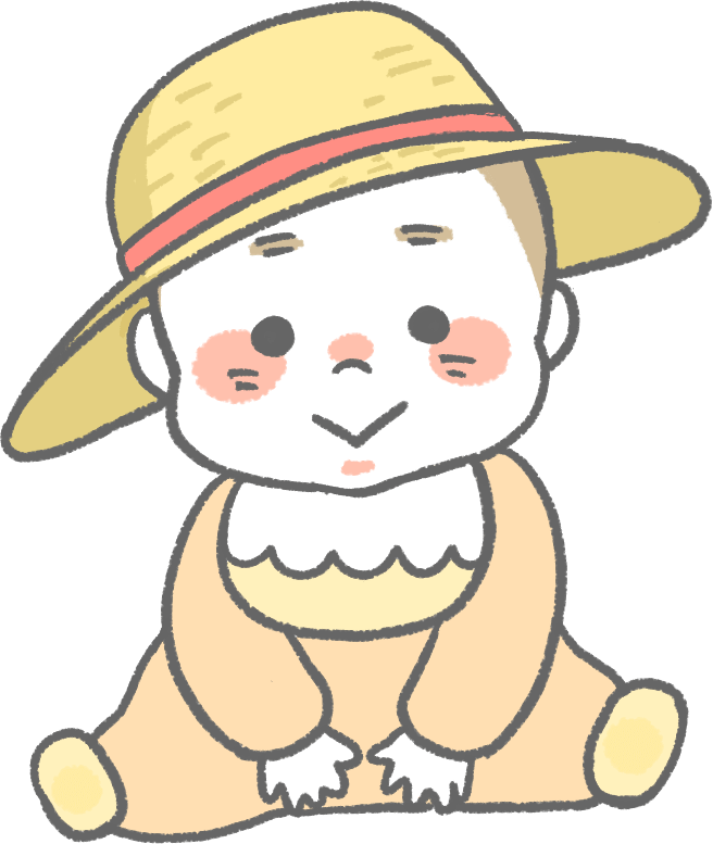 大きな帽子をかぶったかわいい子