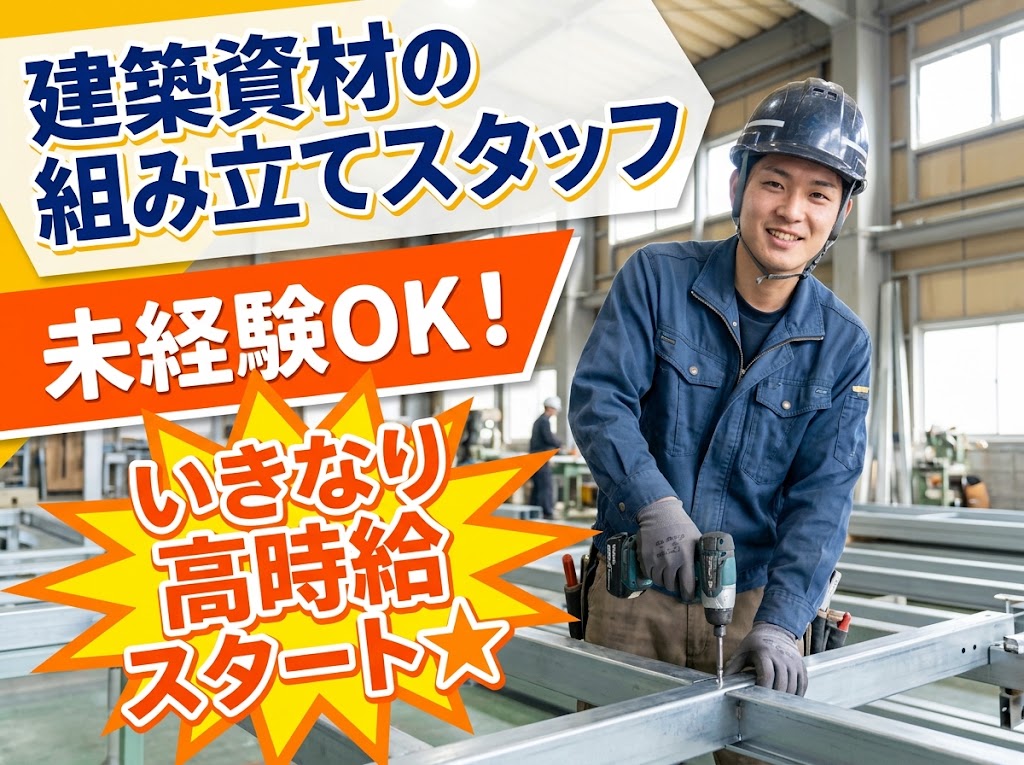 ＼20～40代活躍中／【時給1,650円】大津市で建築資材の組み...