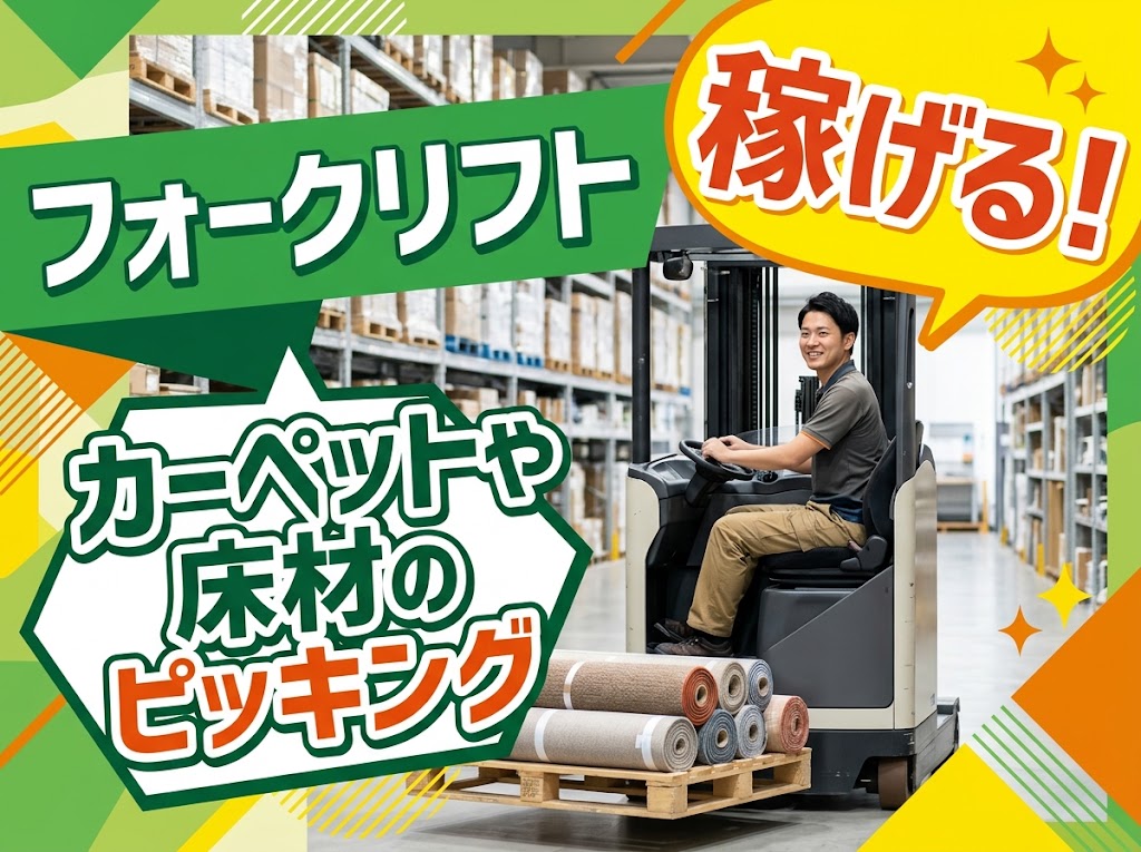 【蒲生郡日野町】＼20～40代活躍中／フォークリフトでカーペット...